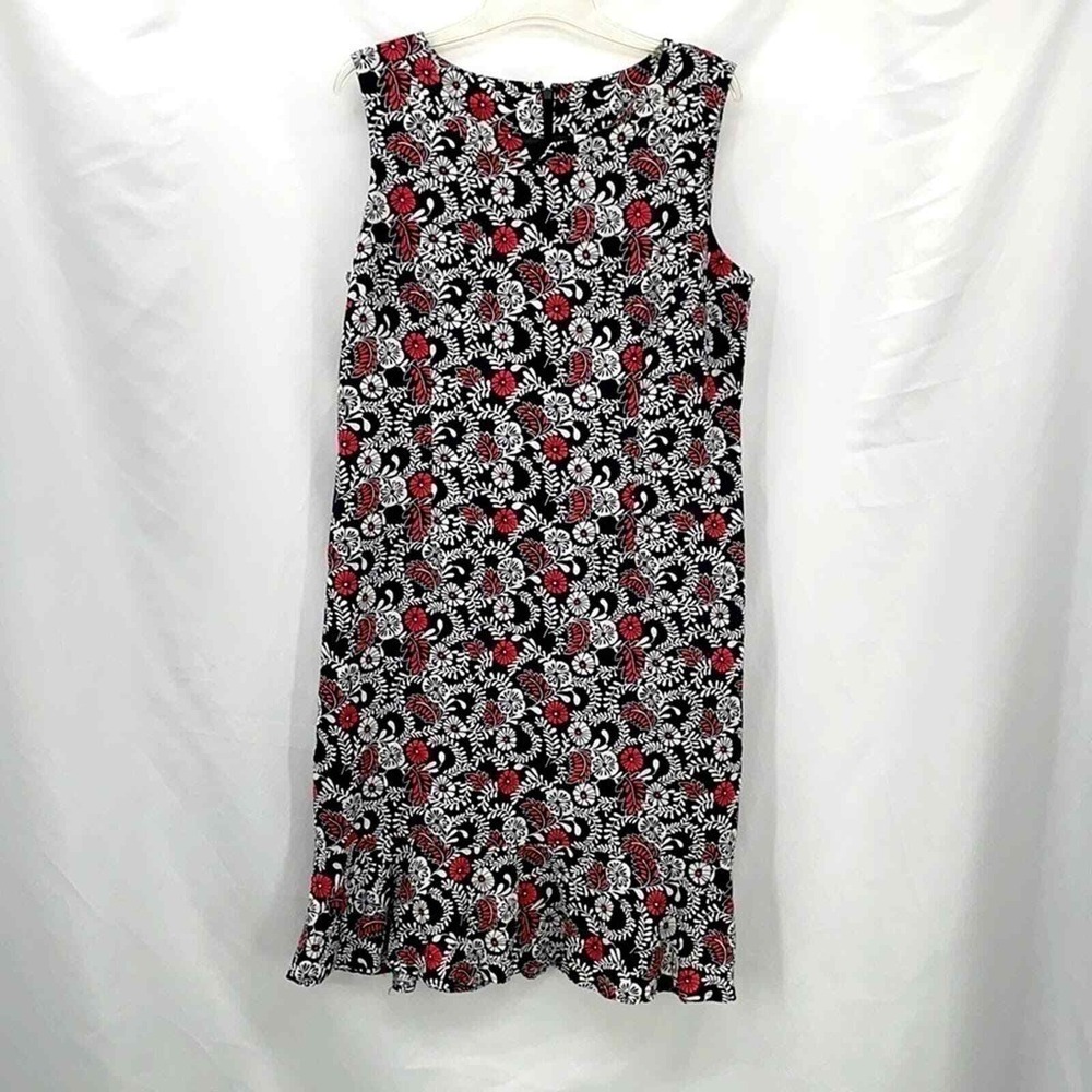 Kim Rogers Women's Sleeveless Dress 14 Black Pink Floral Back Zip Lined